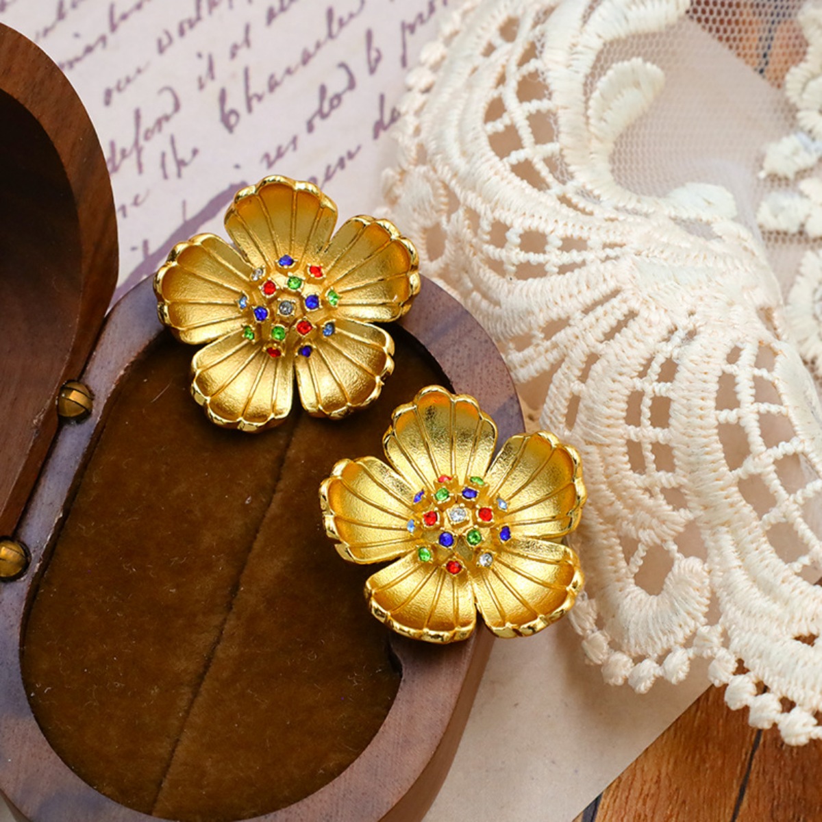 18K Gold-Plated Flower Earrings