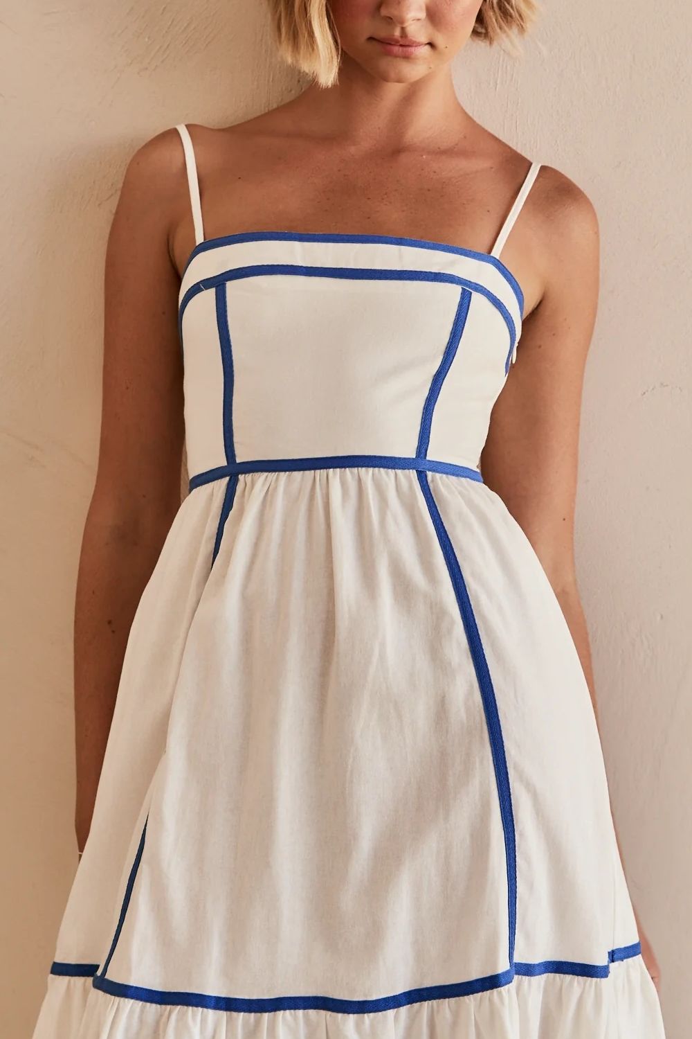 Contrast Trim Square Neck Midi Cami Dress