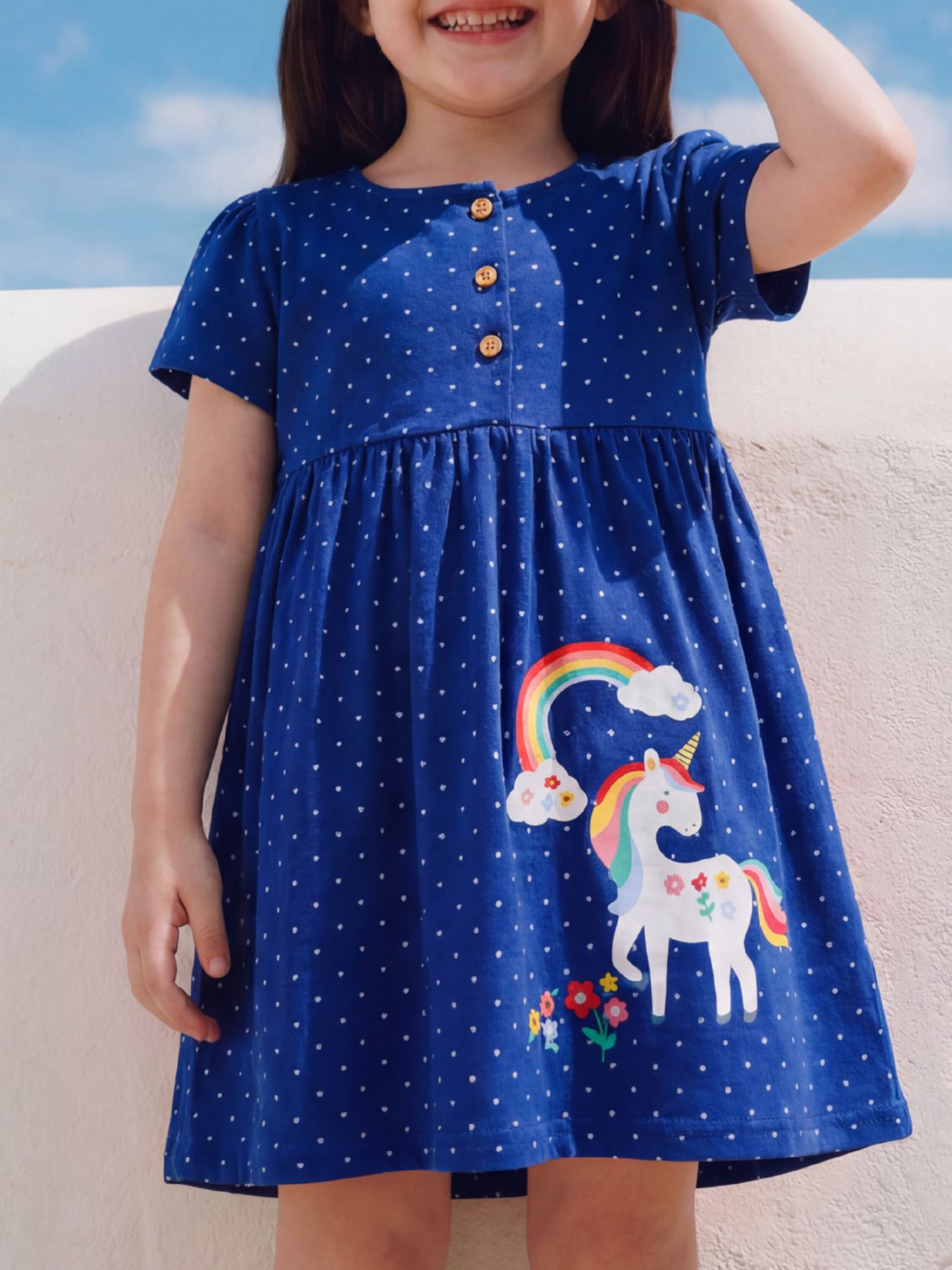 Children's Polka Dot Unicorn Rainbow Dress 1