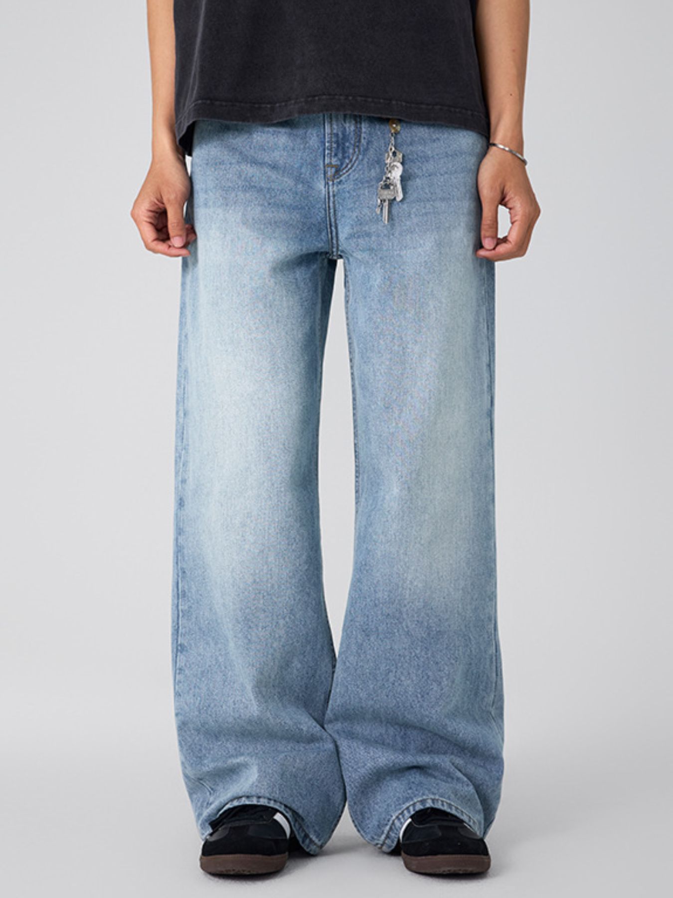 Men's Wash Relaxed Fit Wide Leg Jeans