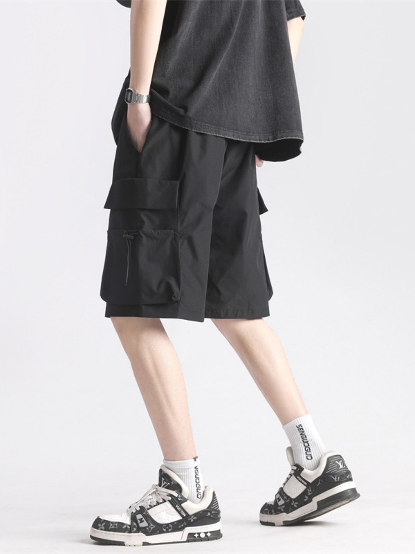 Men 's Full Size Multi-Pocket Relaxed Fit Cargo Shorts Plus Size