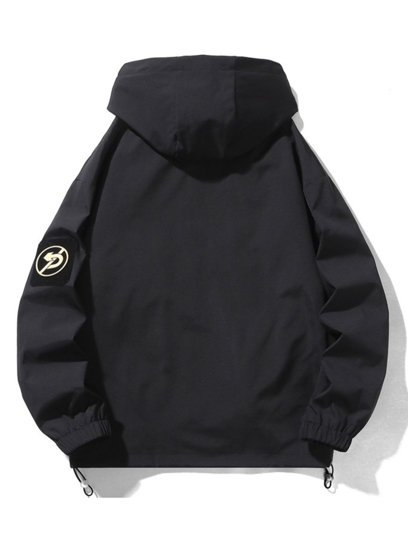 Men's Plus Size Drawstring Zip Up Hooded Jacket