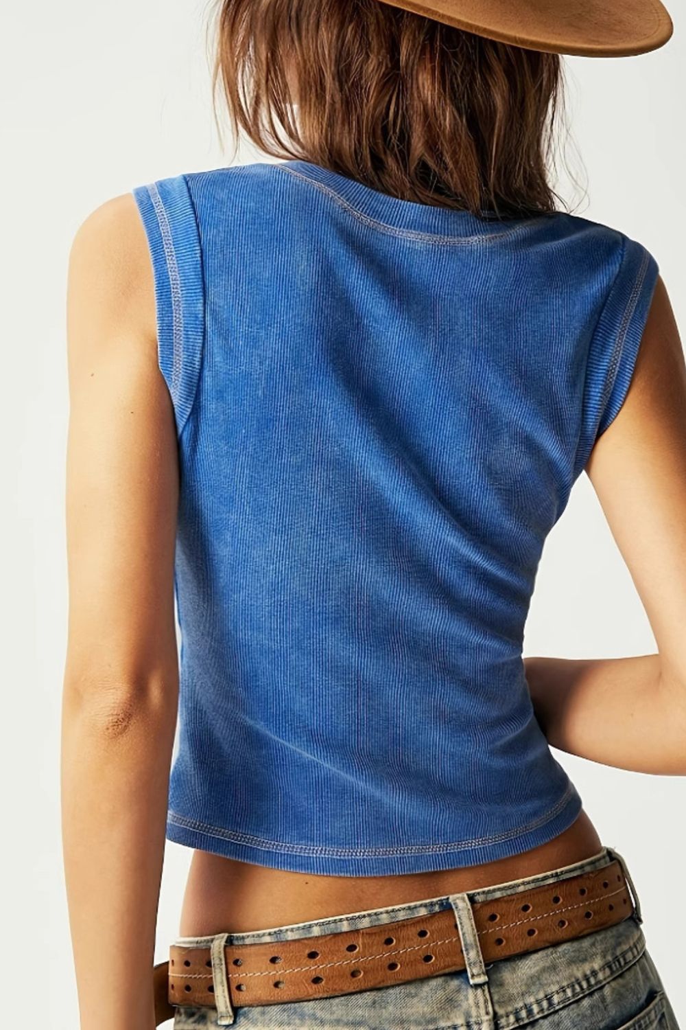 Ribbed Notched Tank Top