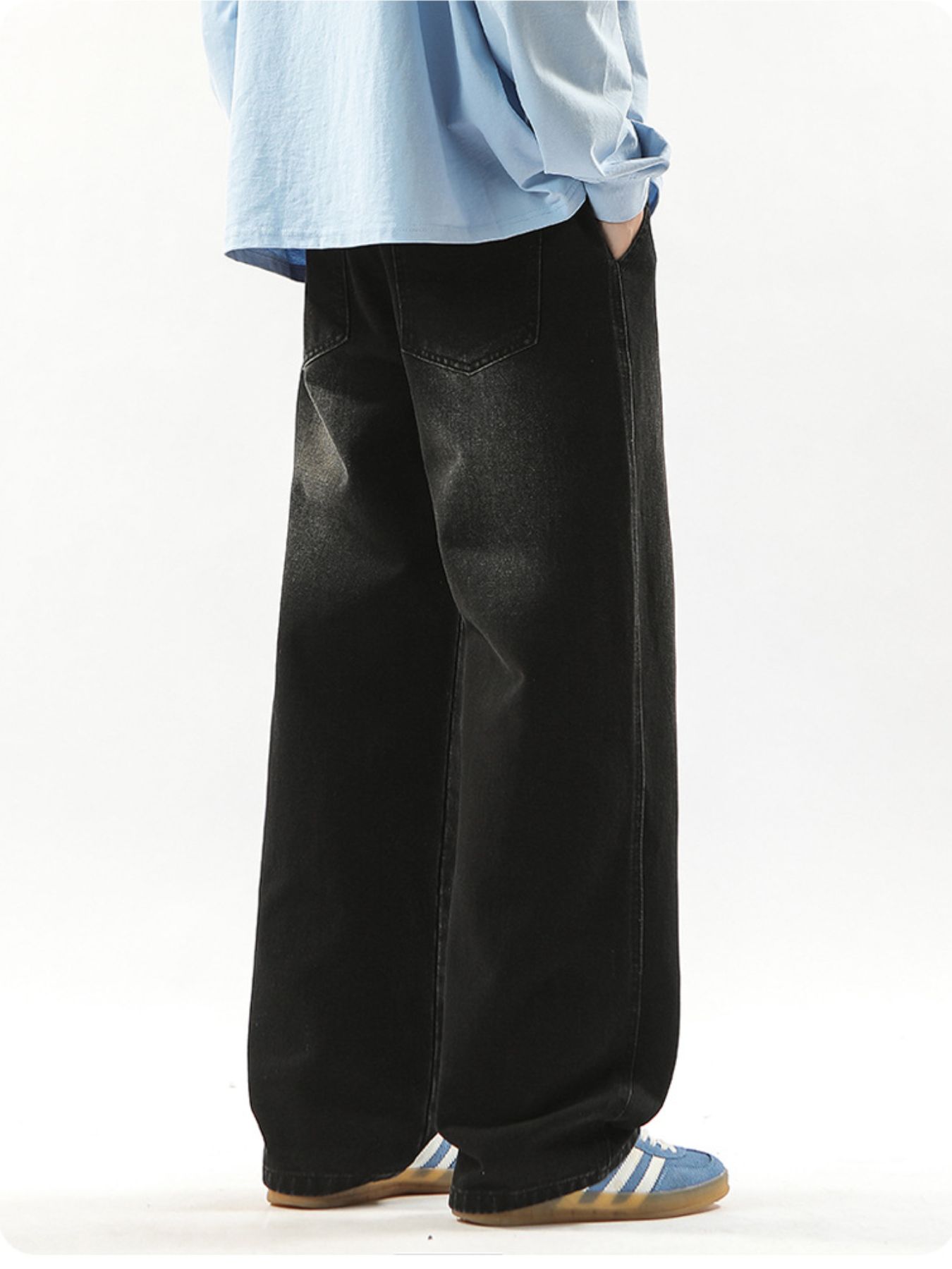 Men's Full Size Drawstring Wide Leg Jeans Plus Size