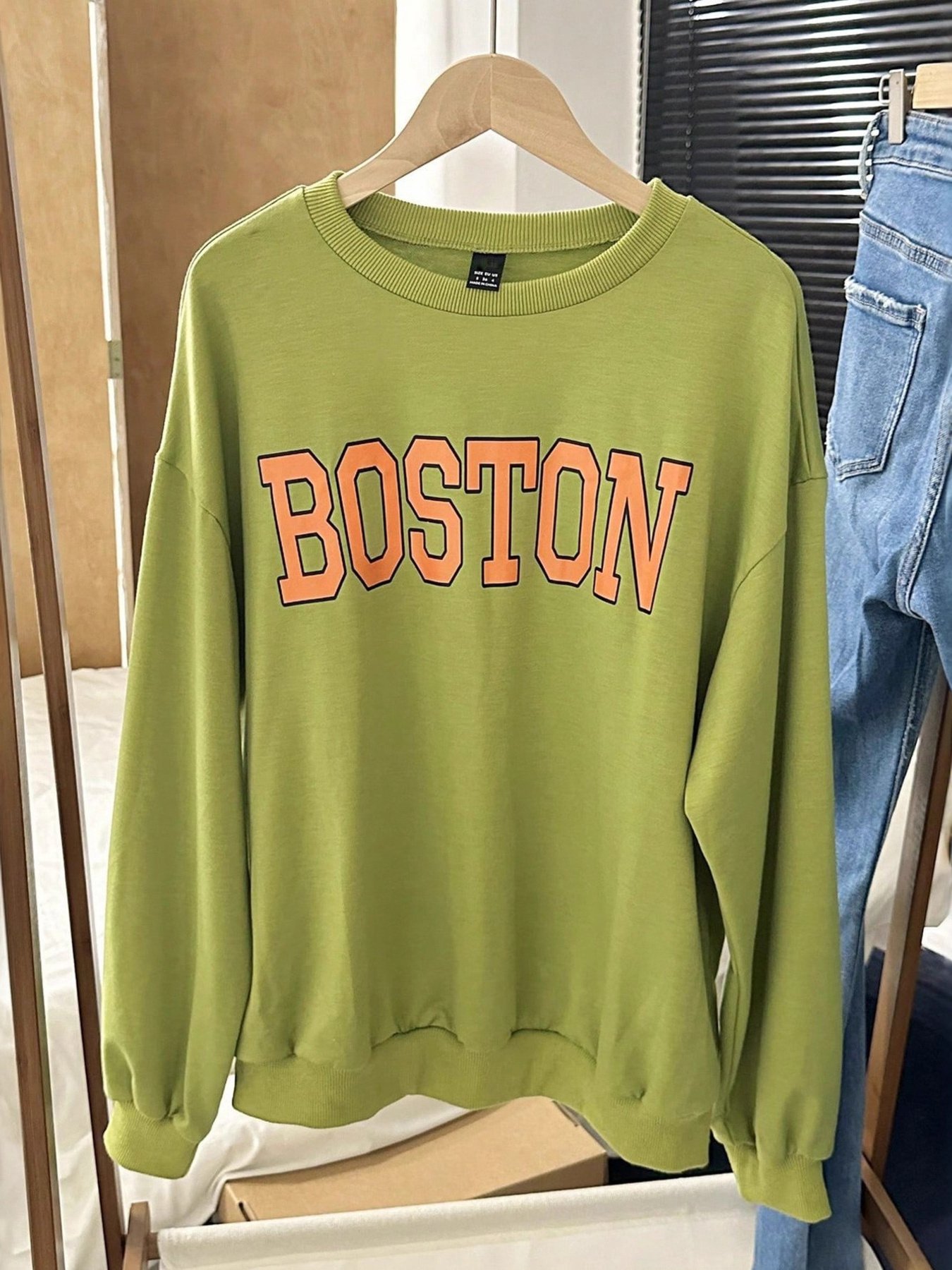 Boston Graphic Oversized Crewneck Sweatshirt