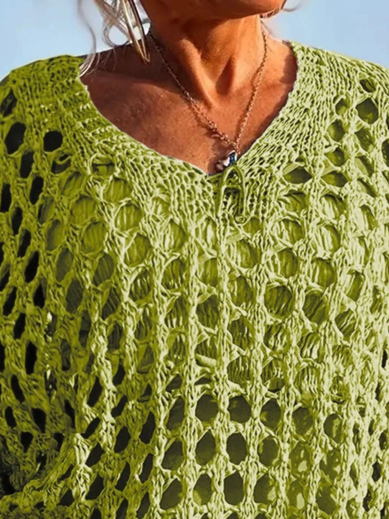 Crochet Long Sleeve Knit Cover Up view 2
