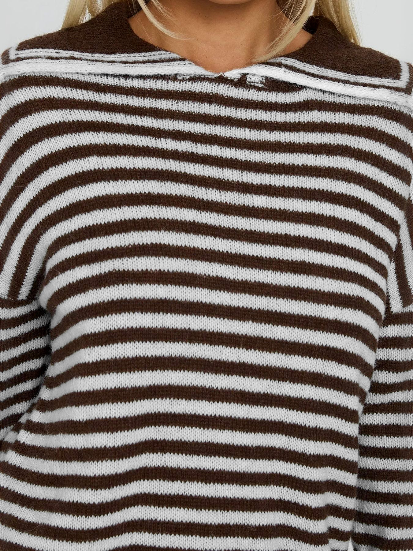 Striped Knit Dropped Shoulder Sweater