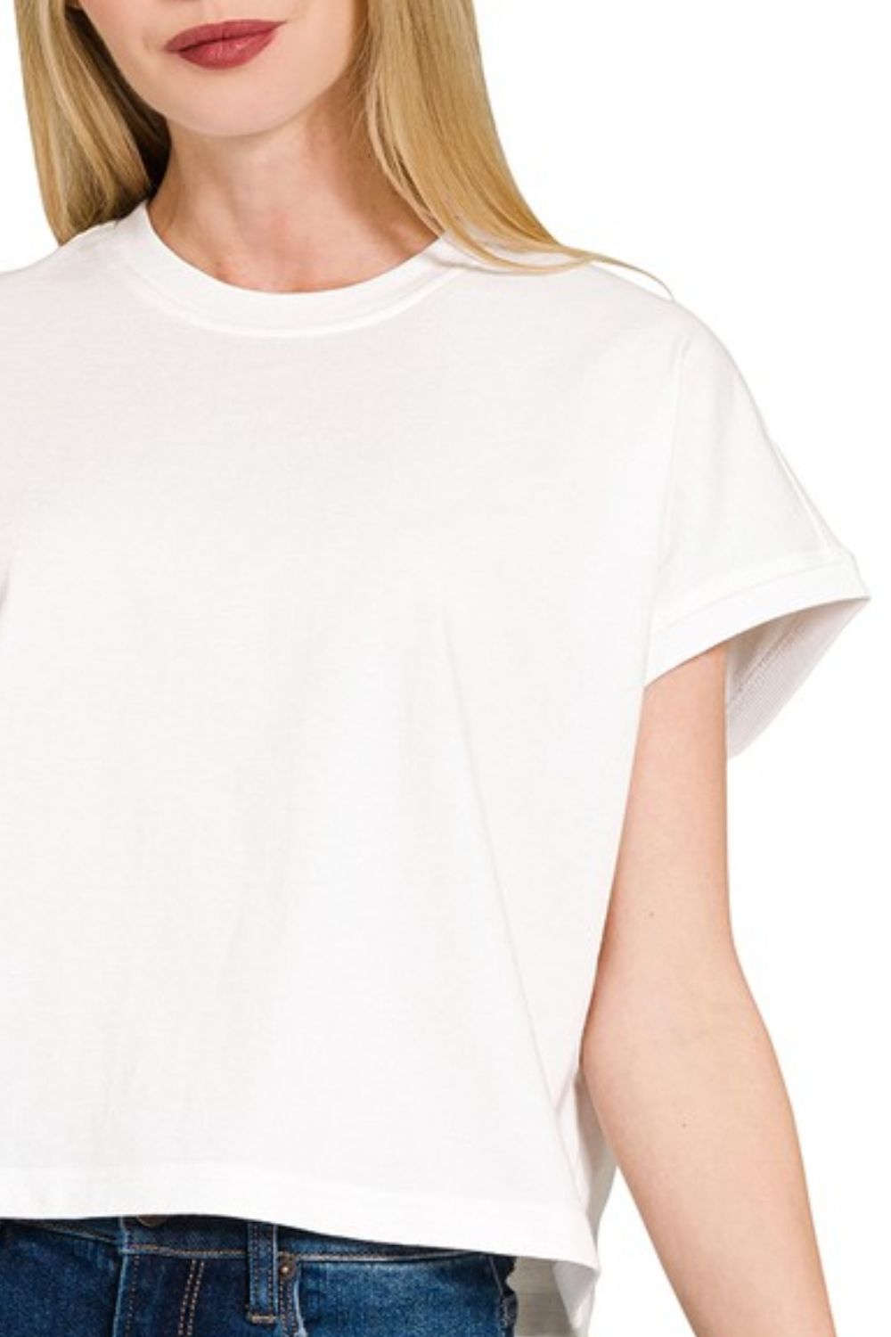 Premium Cotton Relaxed Crop Tee