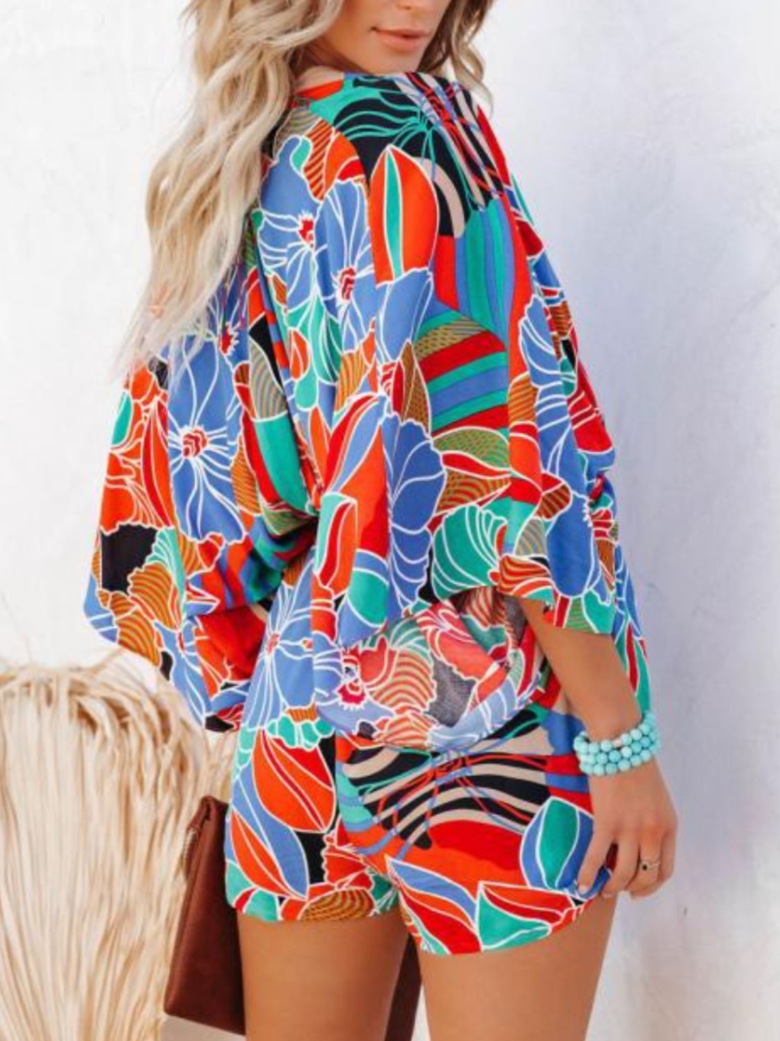 Oversized Tied Back Printed Romper