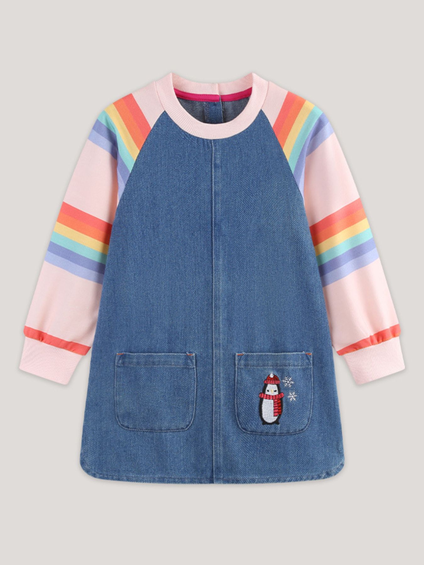 Children's Contrast Raglan Sleeve Denim Dress