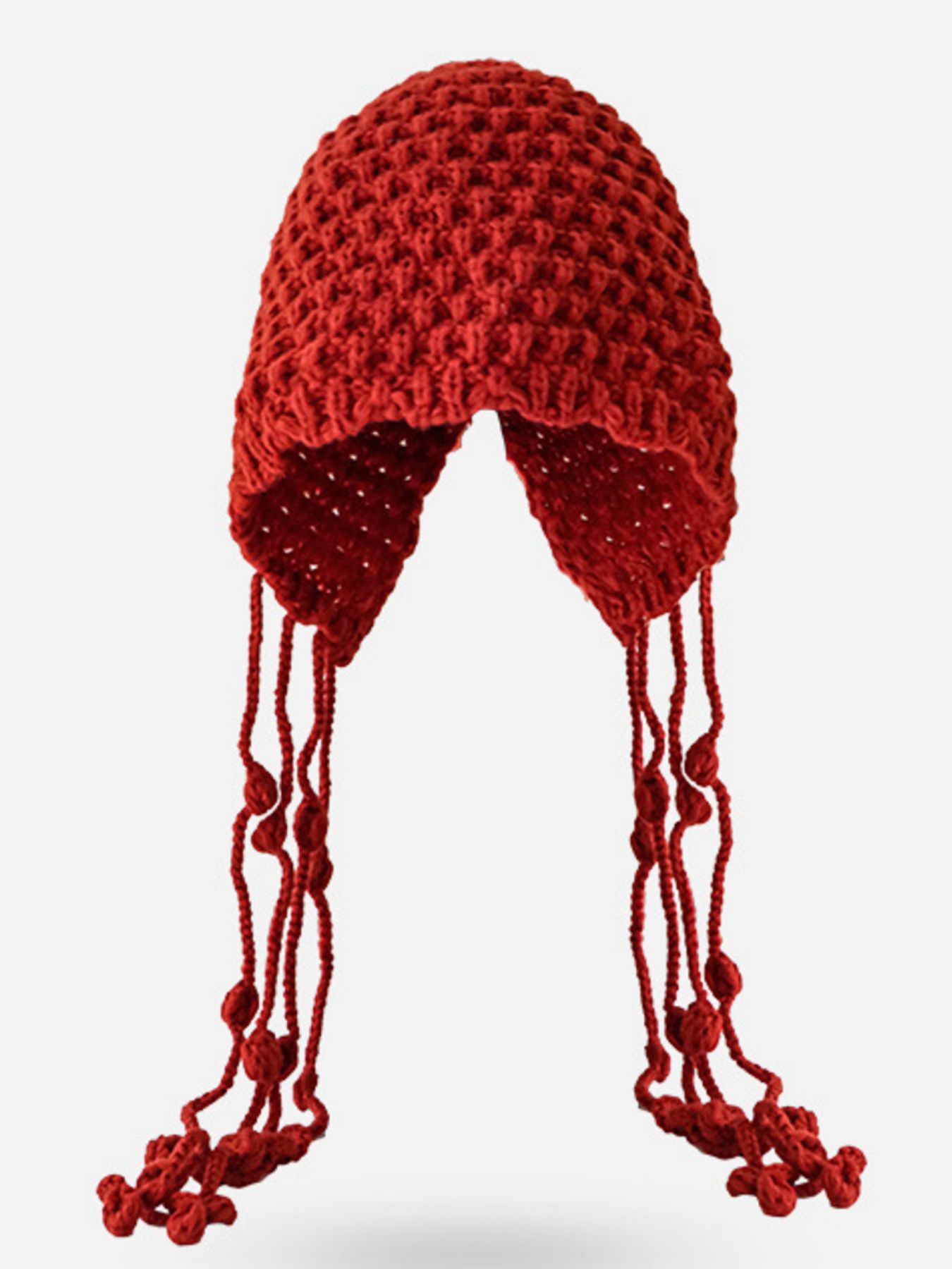 Fringe Knitted Beanie Hat