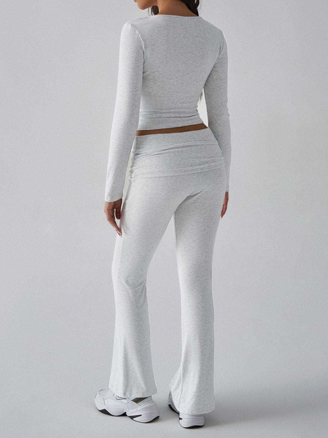 Square Neck Long Sleeve Top and Pants Set