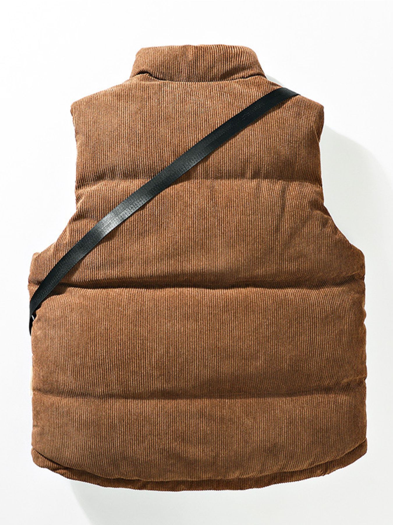 Men's Plus Size Corduroy Padded Vest with Chest Bag 2-Piece Set