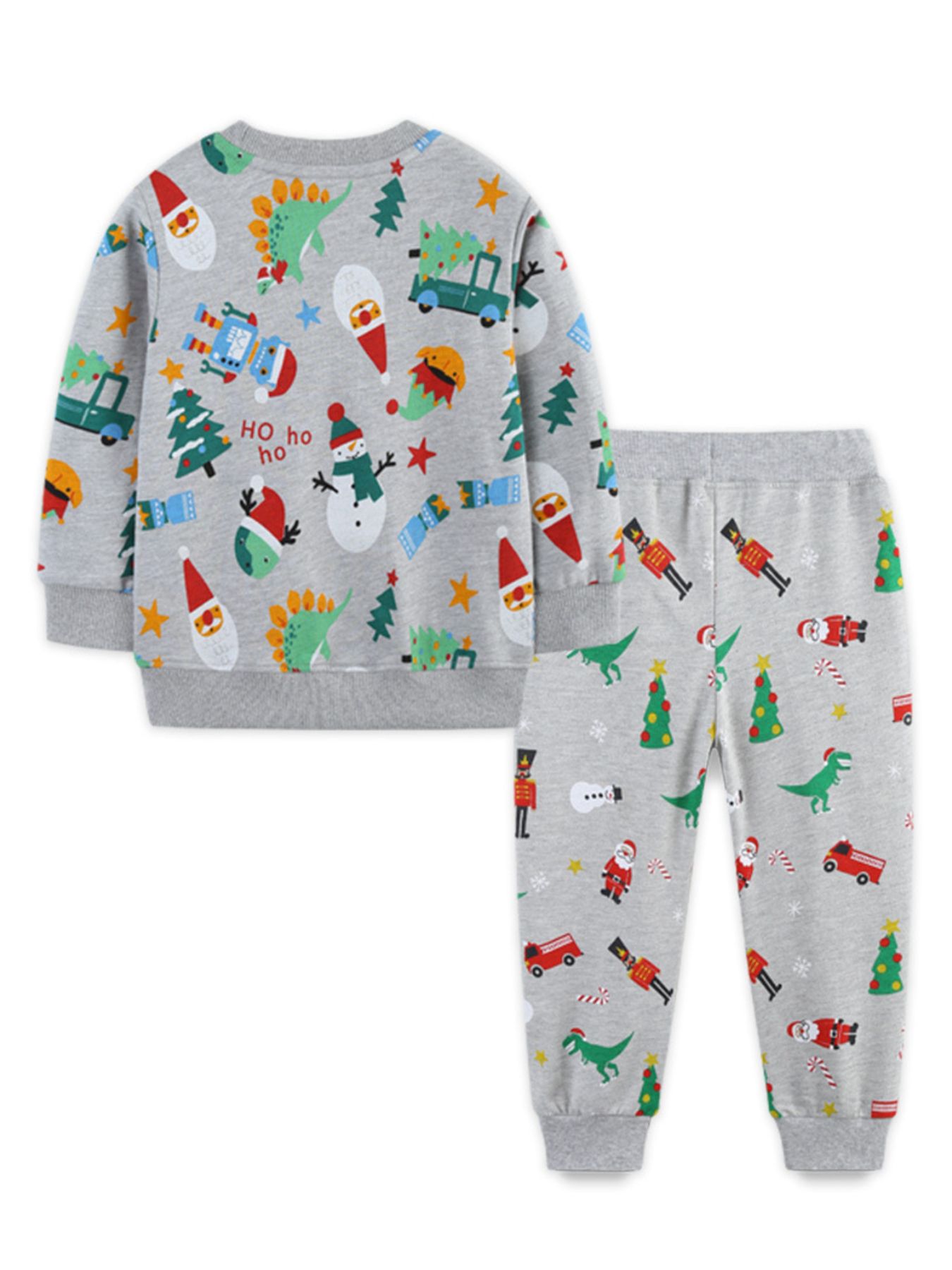 Children's Christmas Print Round Neck Top and Pants Set