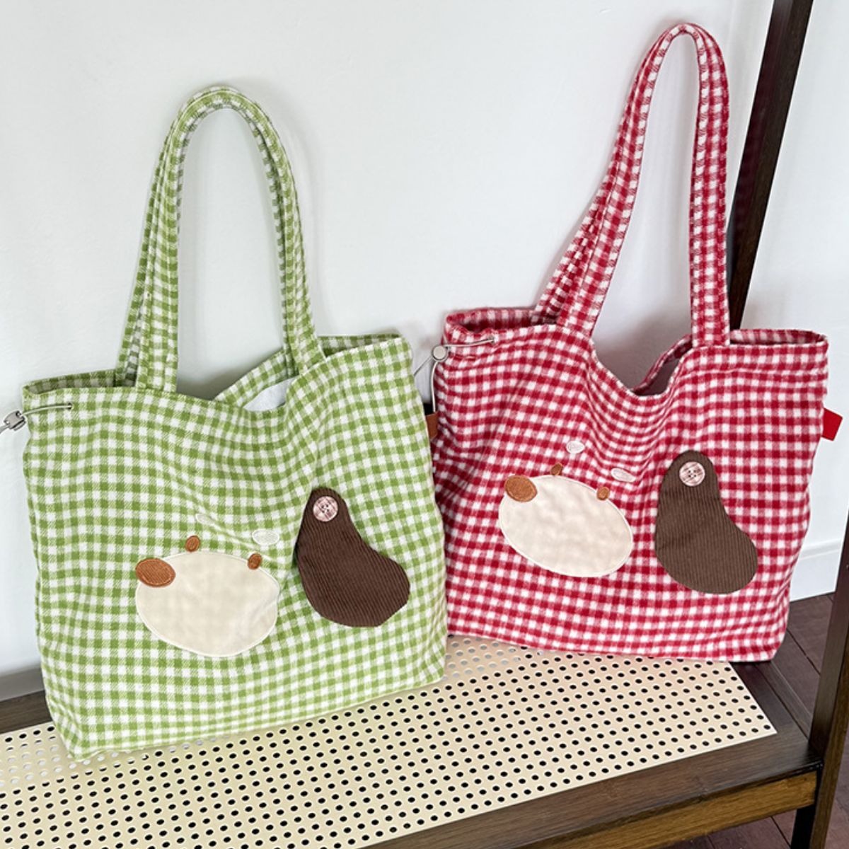 Gingham Drawstring Handbag