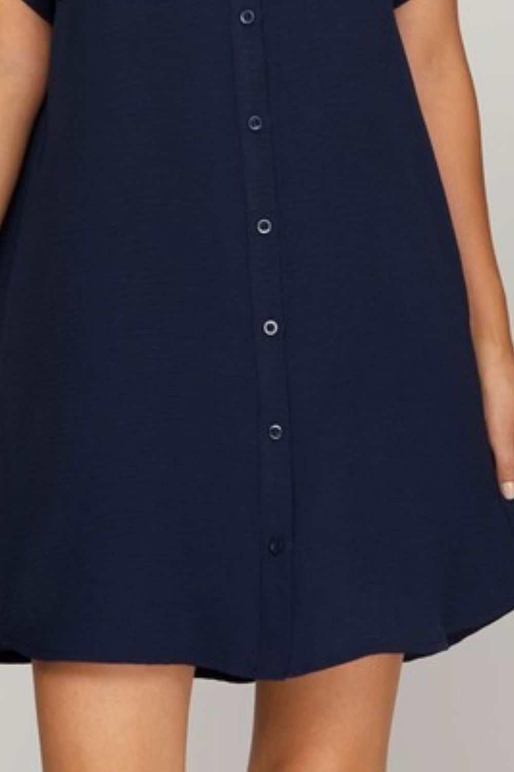 Full Size Button Down Short Sleeve Woven Shirt Dress Plus Size