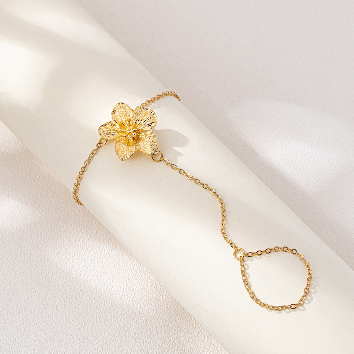 18K Gold-Plated Chain Flower Bracelet
