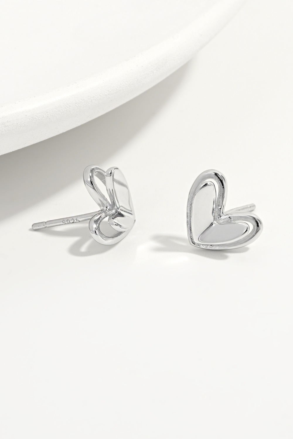 925 Sterling Silver Heart Stud Earrings