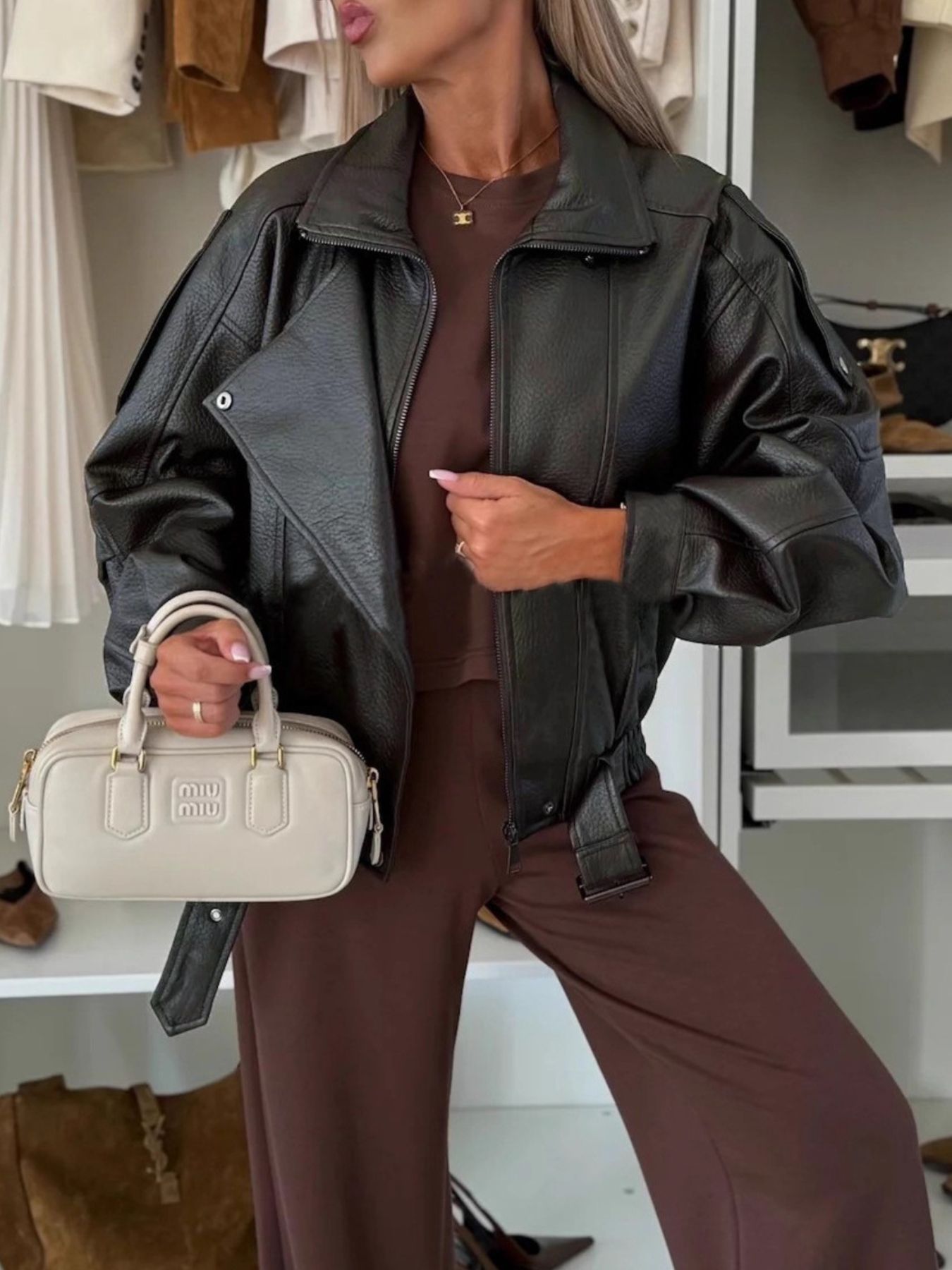 Leather Zip Up Jacket