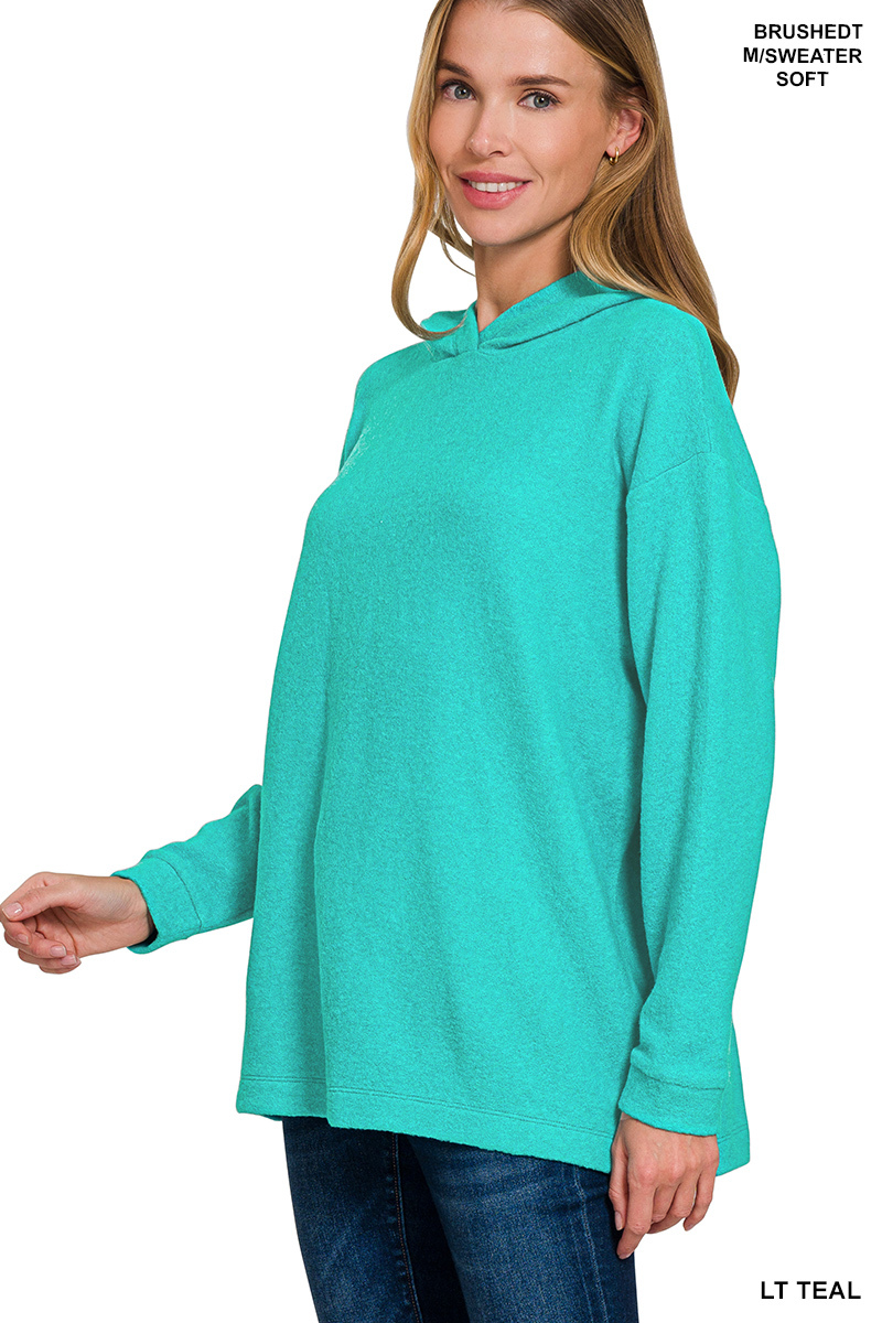 Hooded Brushed Melange Hacci Sweater
