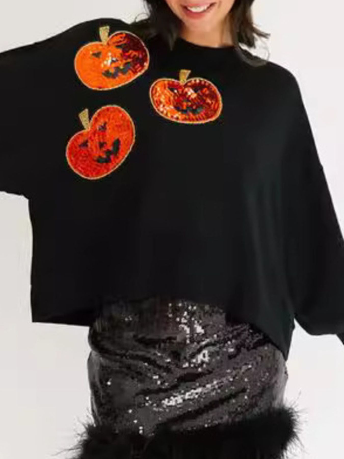 Halloween Pumpkin Round Neck Sweatshirt