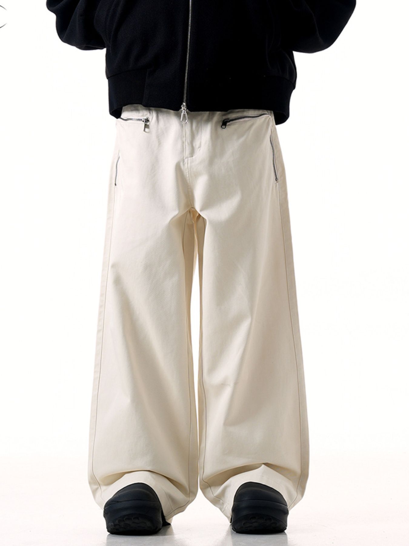 Men's Wide Leg Cargo Pants with Zipper Closure Pockets