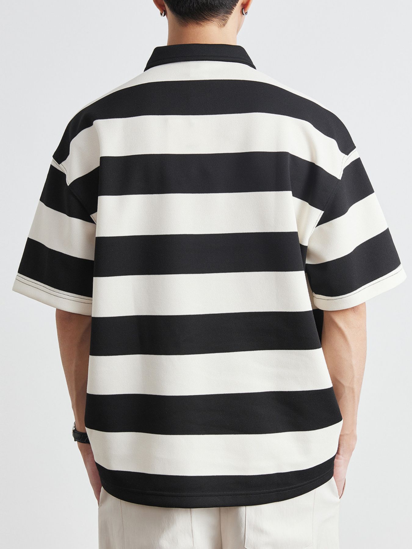 Men's Plus Size Striped Short Sleeve Polo