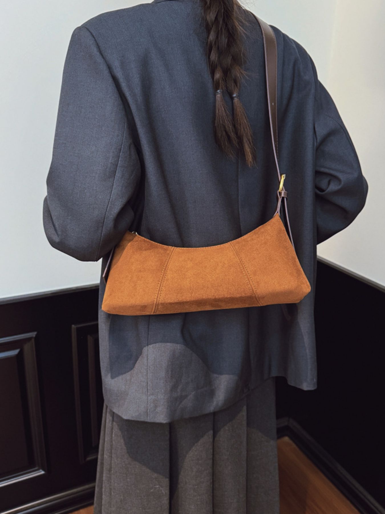 Vintage Suede Hobo Shoulder Bag
