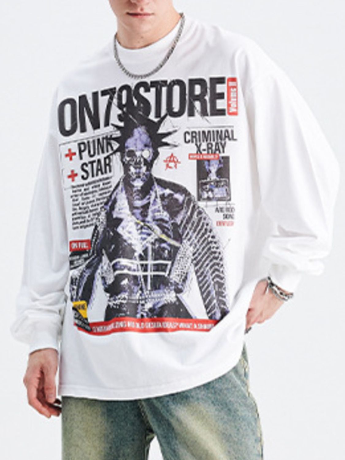 Men's Graphic Round Neck Long Sleeve T-Shirt