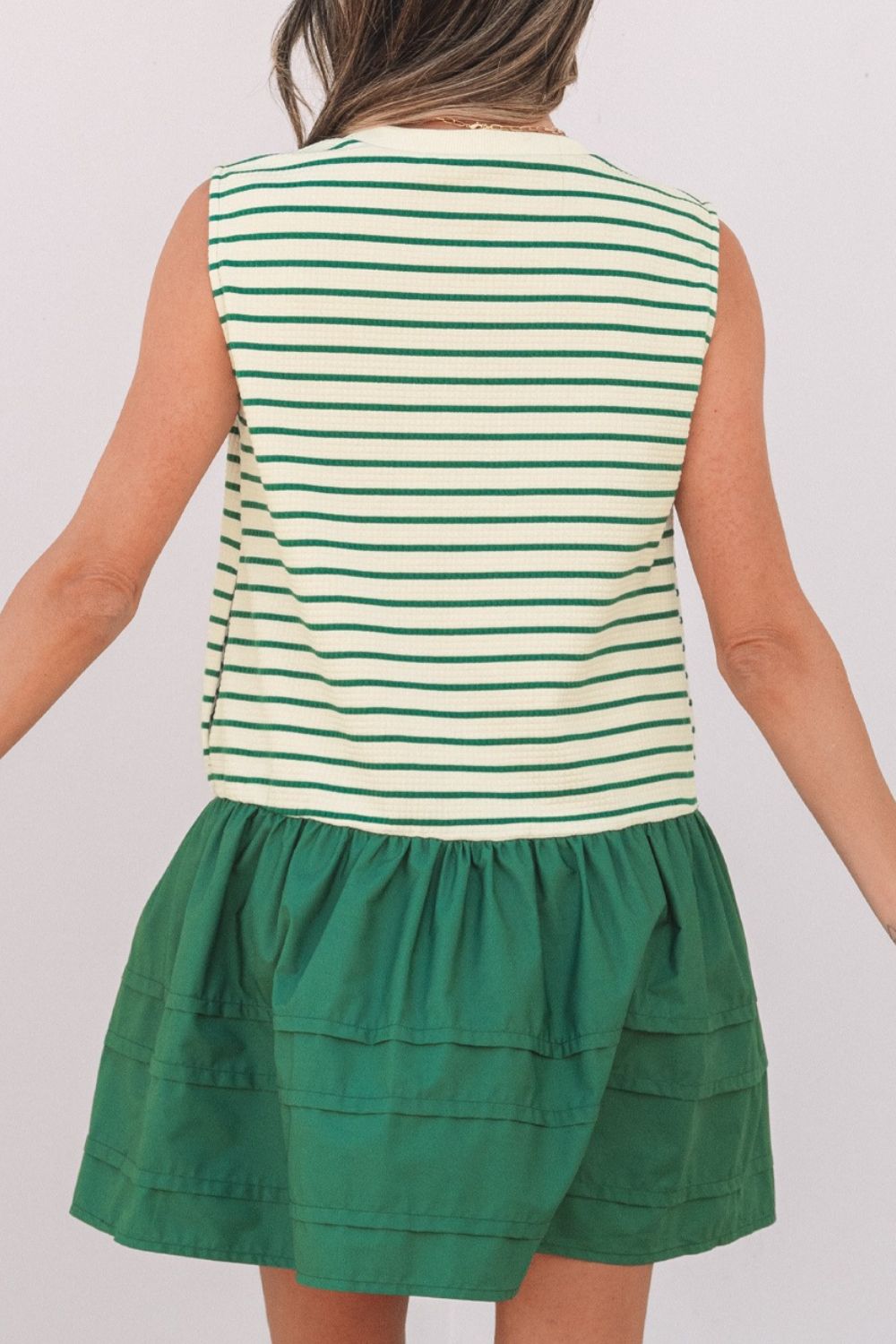 Stripe Woven Sleeveless Mini Dress