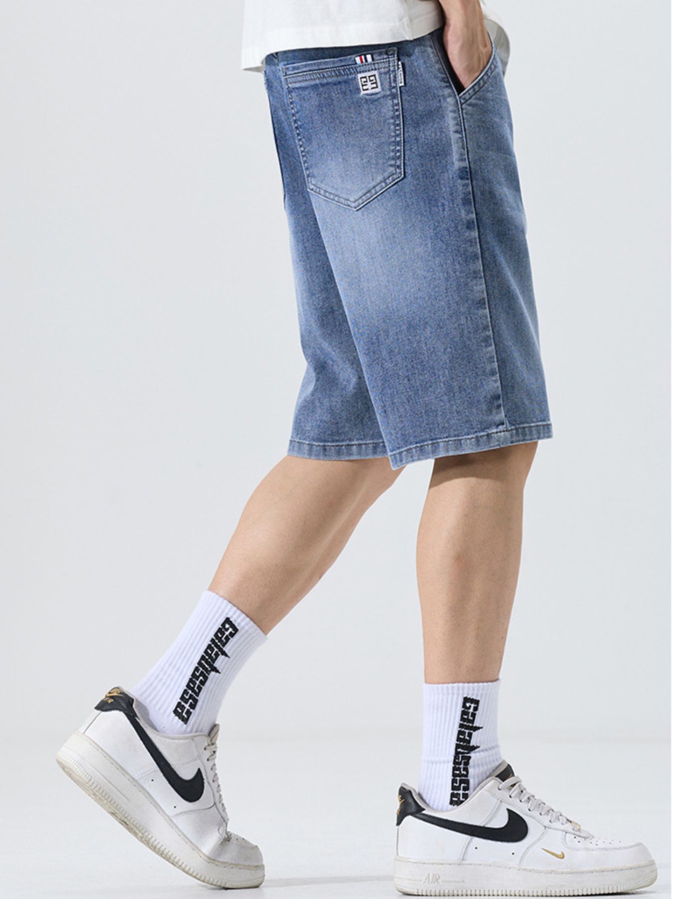 Men's Washed Loose Fit Denim Shorts