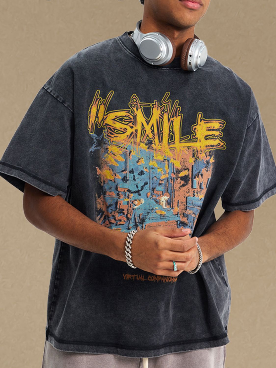 Men's Graphic Round Neck Half Sleeve T-Shirt