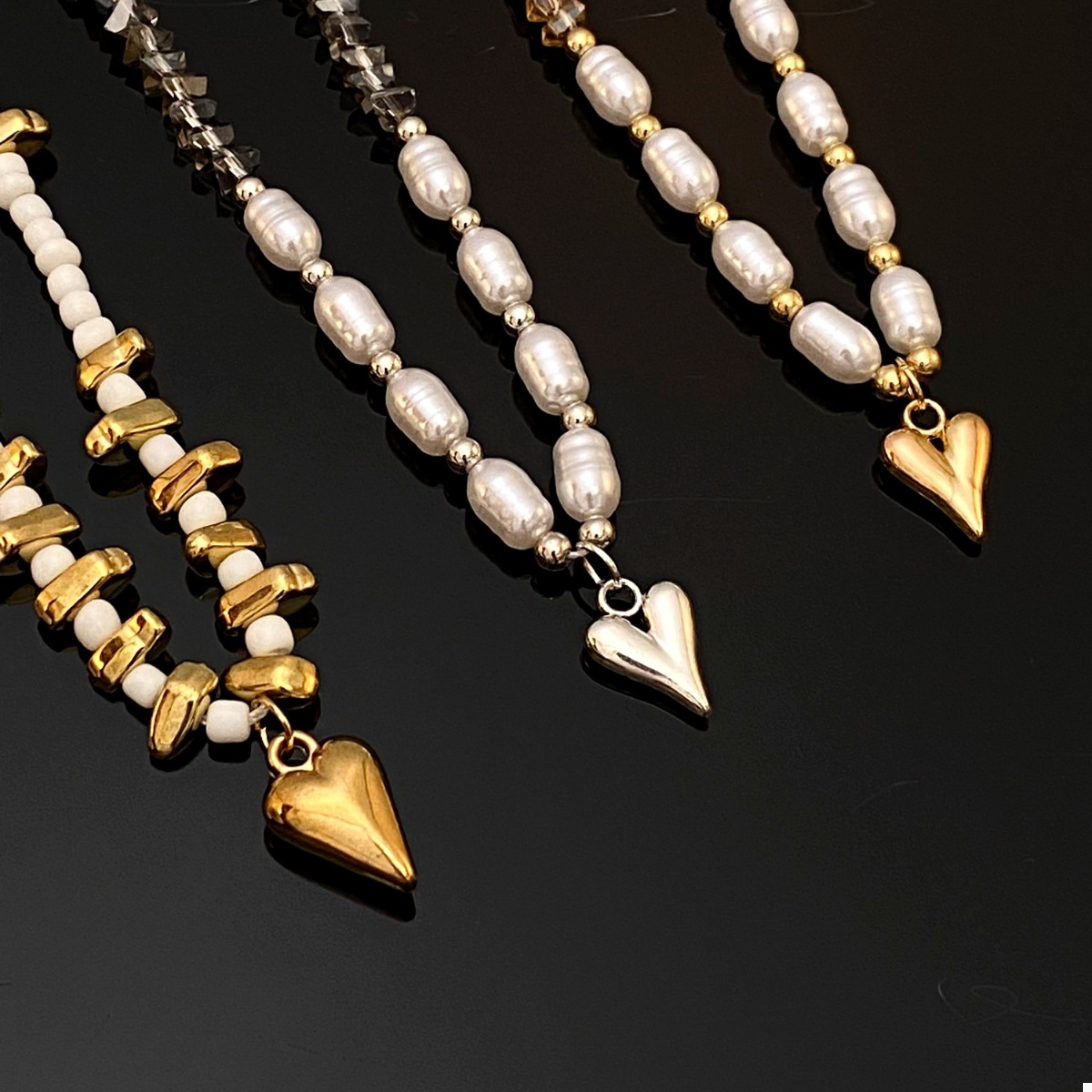 Pearl & Heart Pendant Necklace