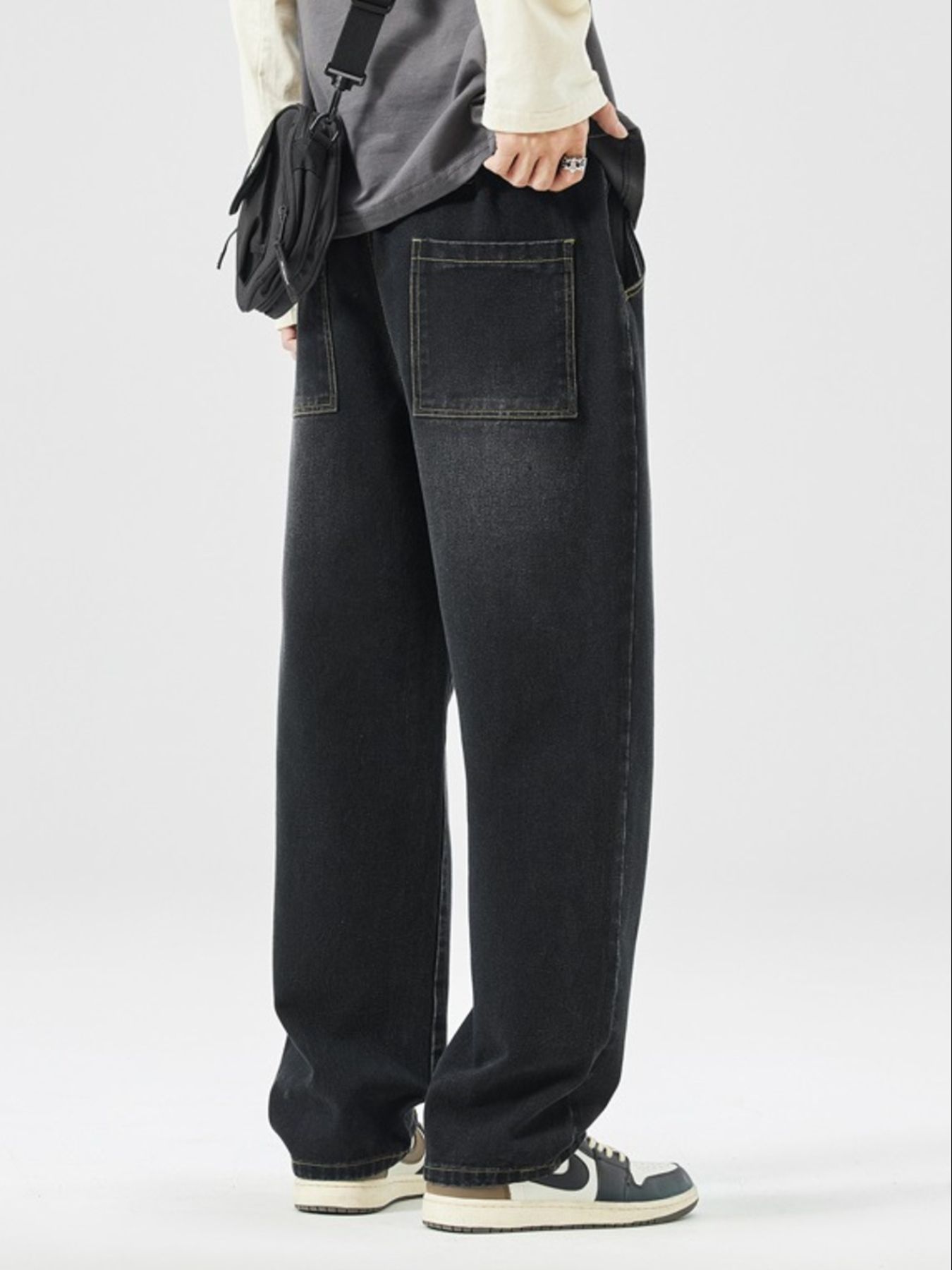 Men's Full Size Wide Leg Wash Jeans Plus Size