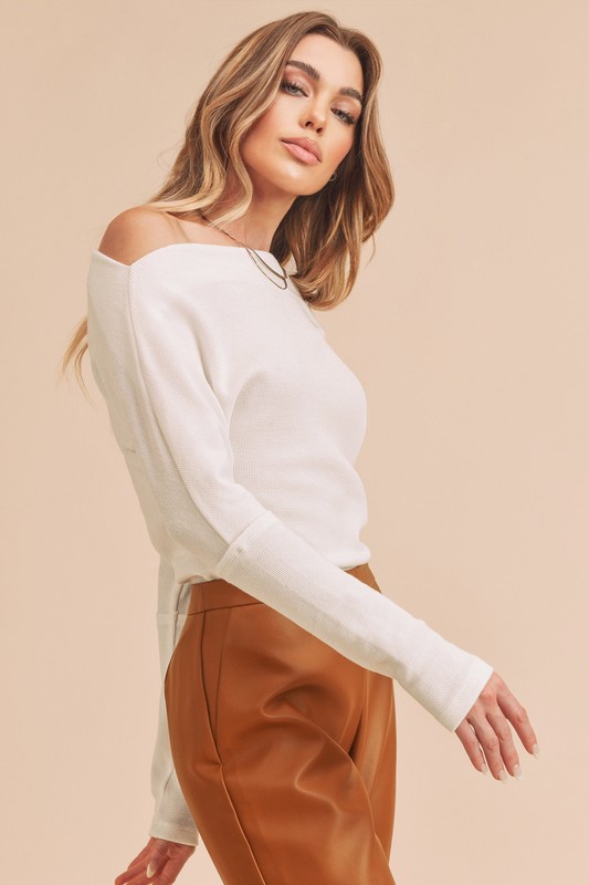 One Shoulder Long Sleeve Knit Top