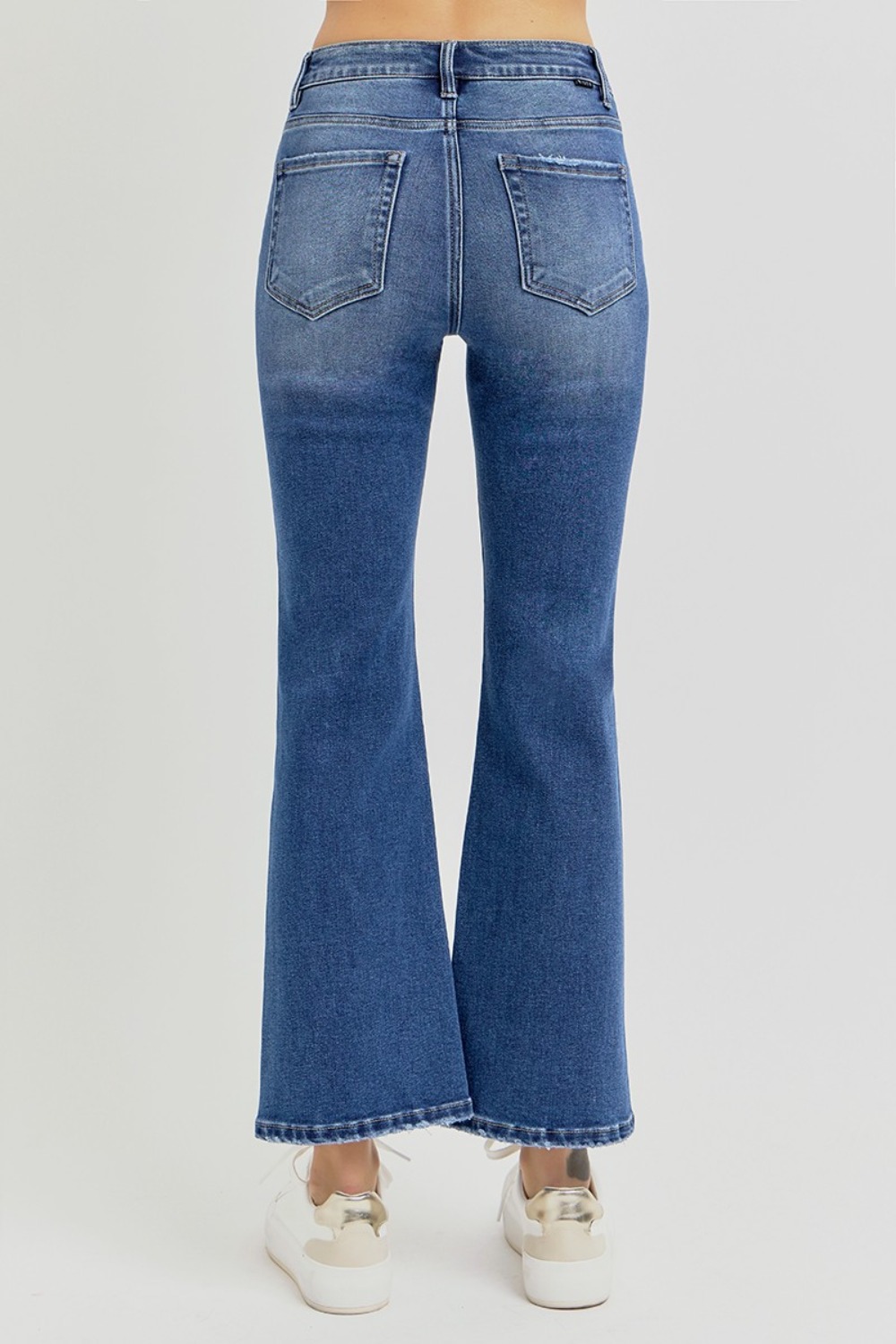 Full Size Distressed High Rise Crop Flare Jeans