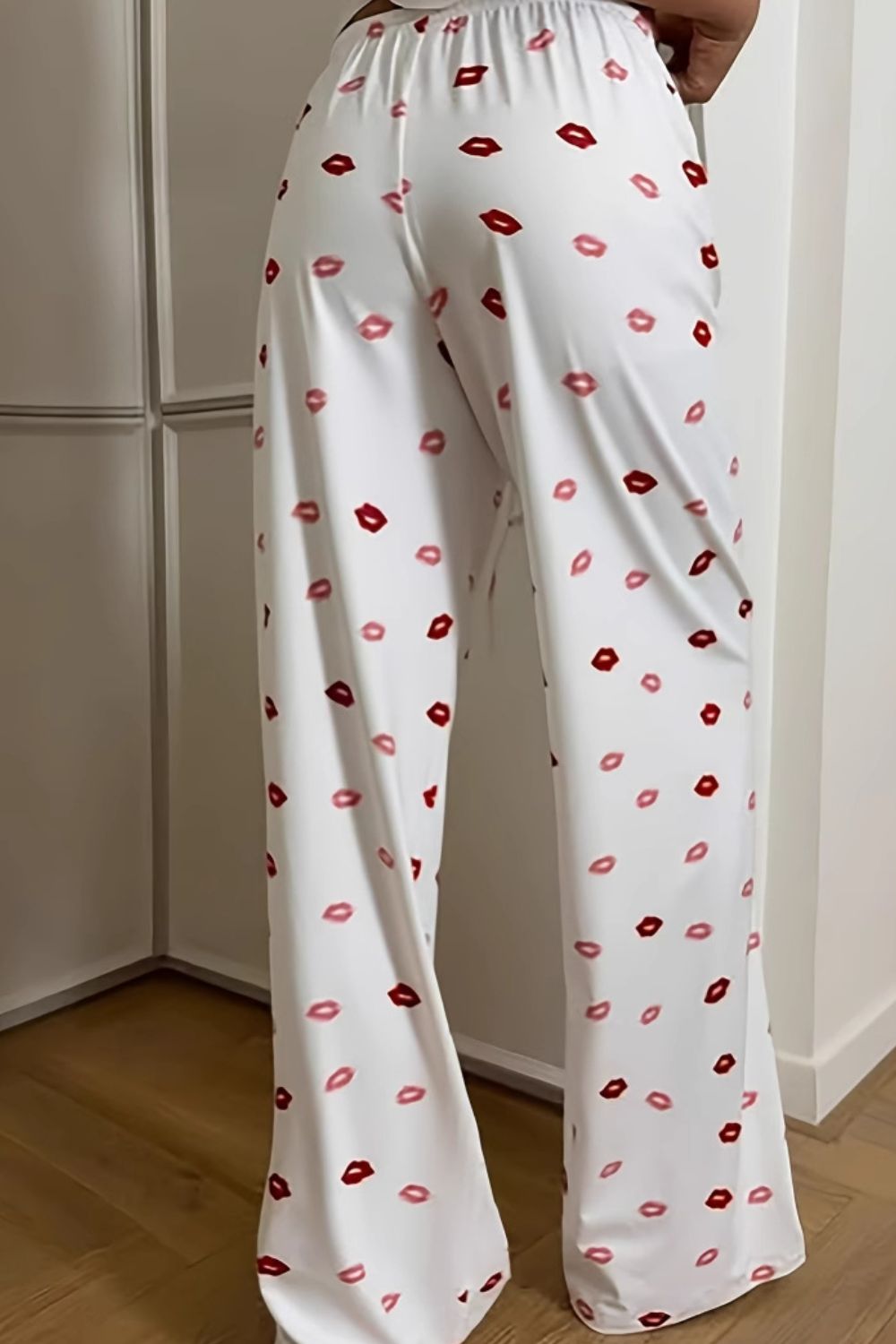 Lips Print Wide Leg Pants