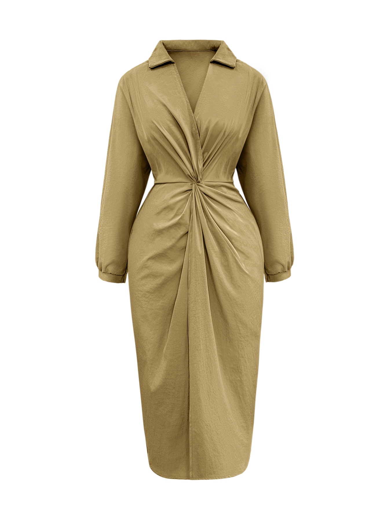 Plus Size Twist Front Split Midi Dress