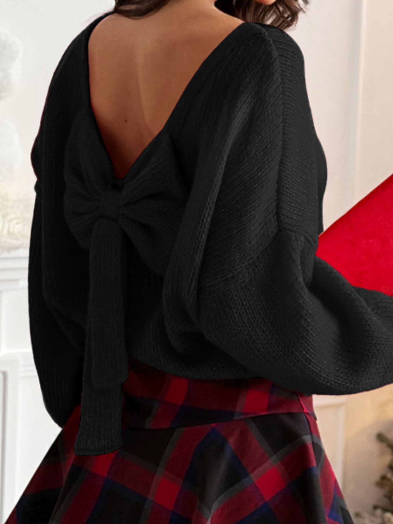 Bow Back Long Sleeve Sweater