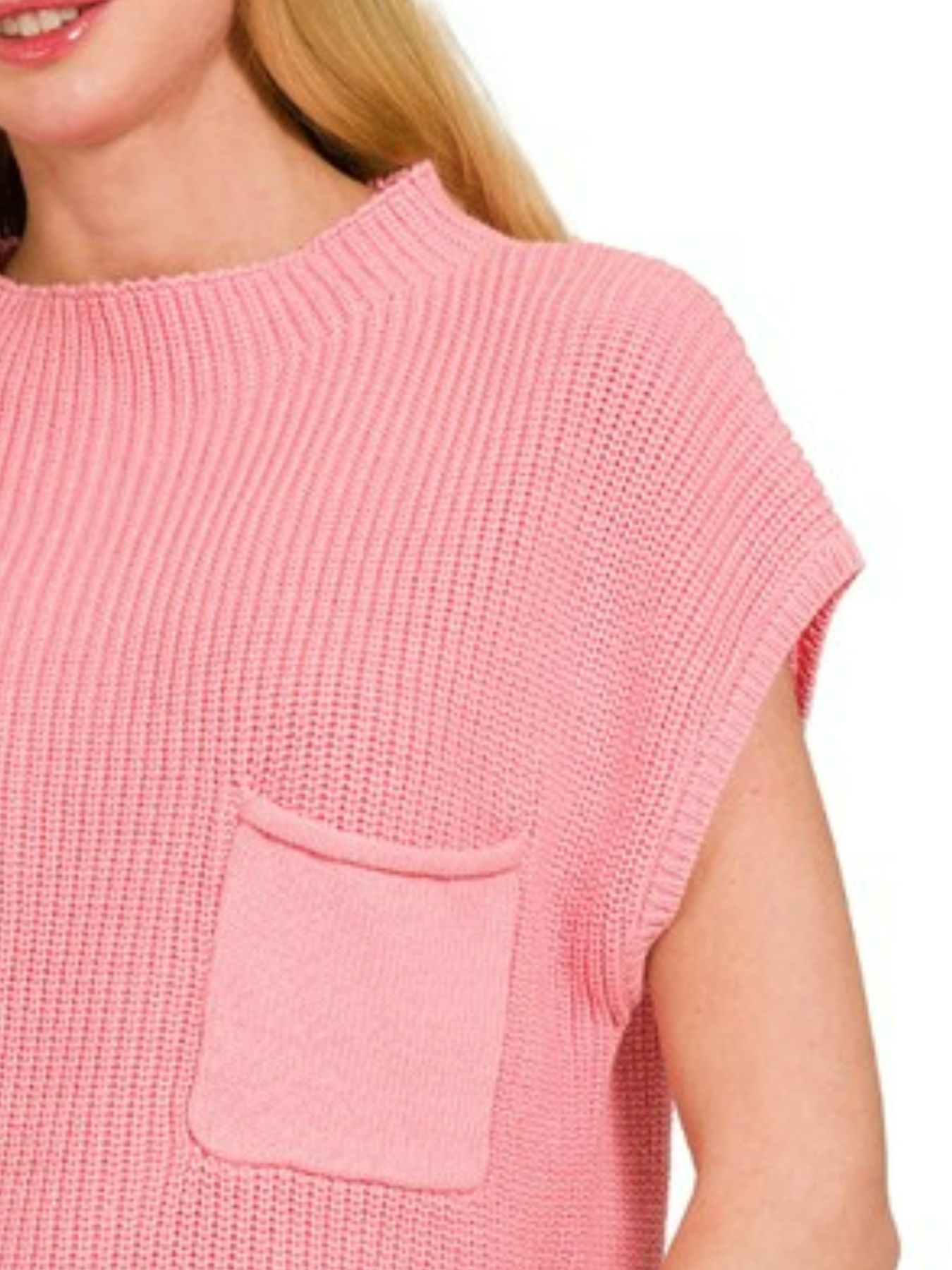 Mock Neck Short Sleeve Sweater