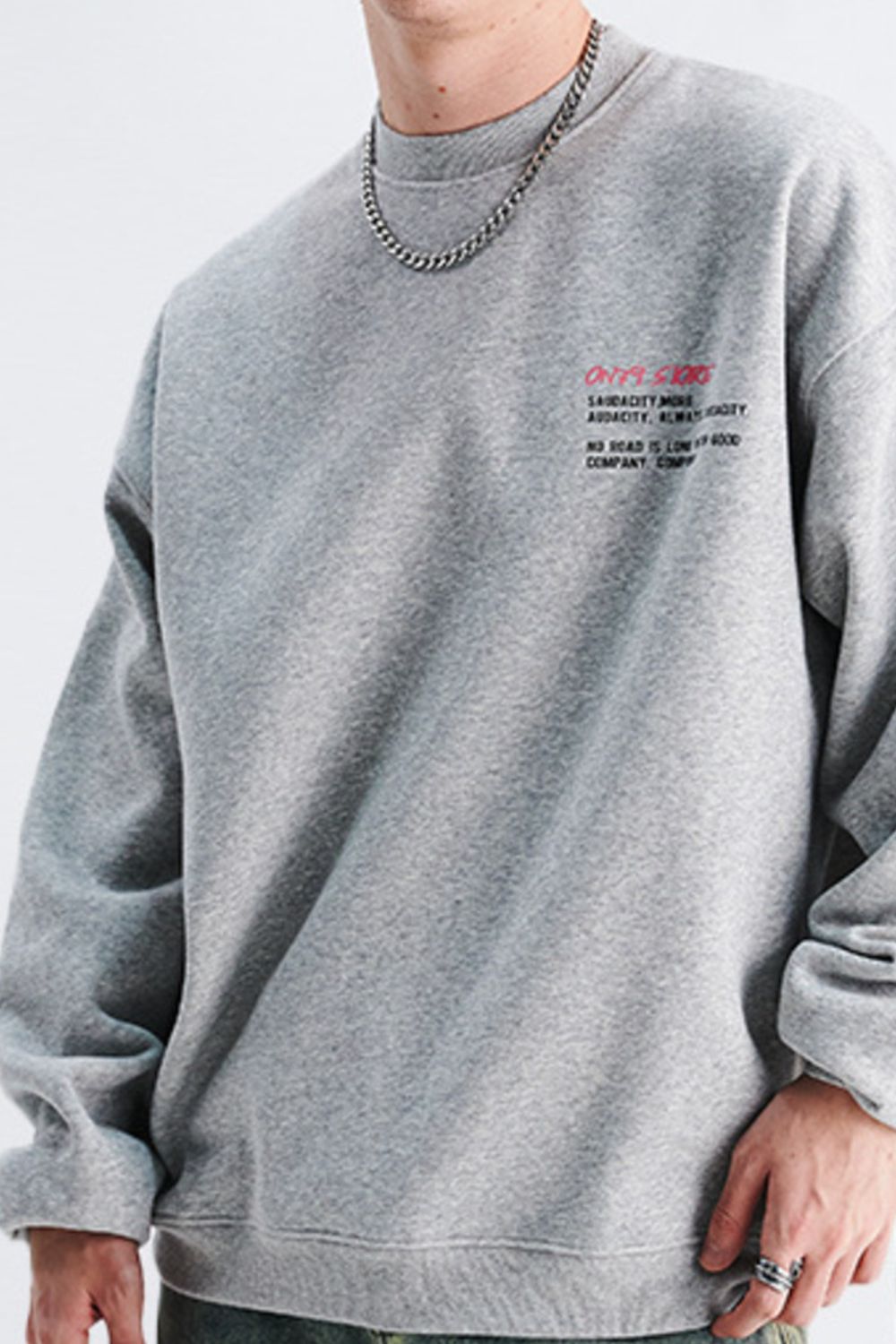 Men's Letter Round Neck Long Sleeve Sweatshirt