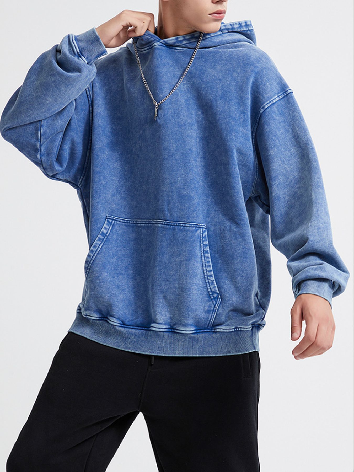 Men's Washed Oversized Long Sleeve Hoodie