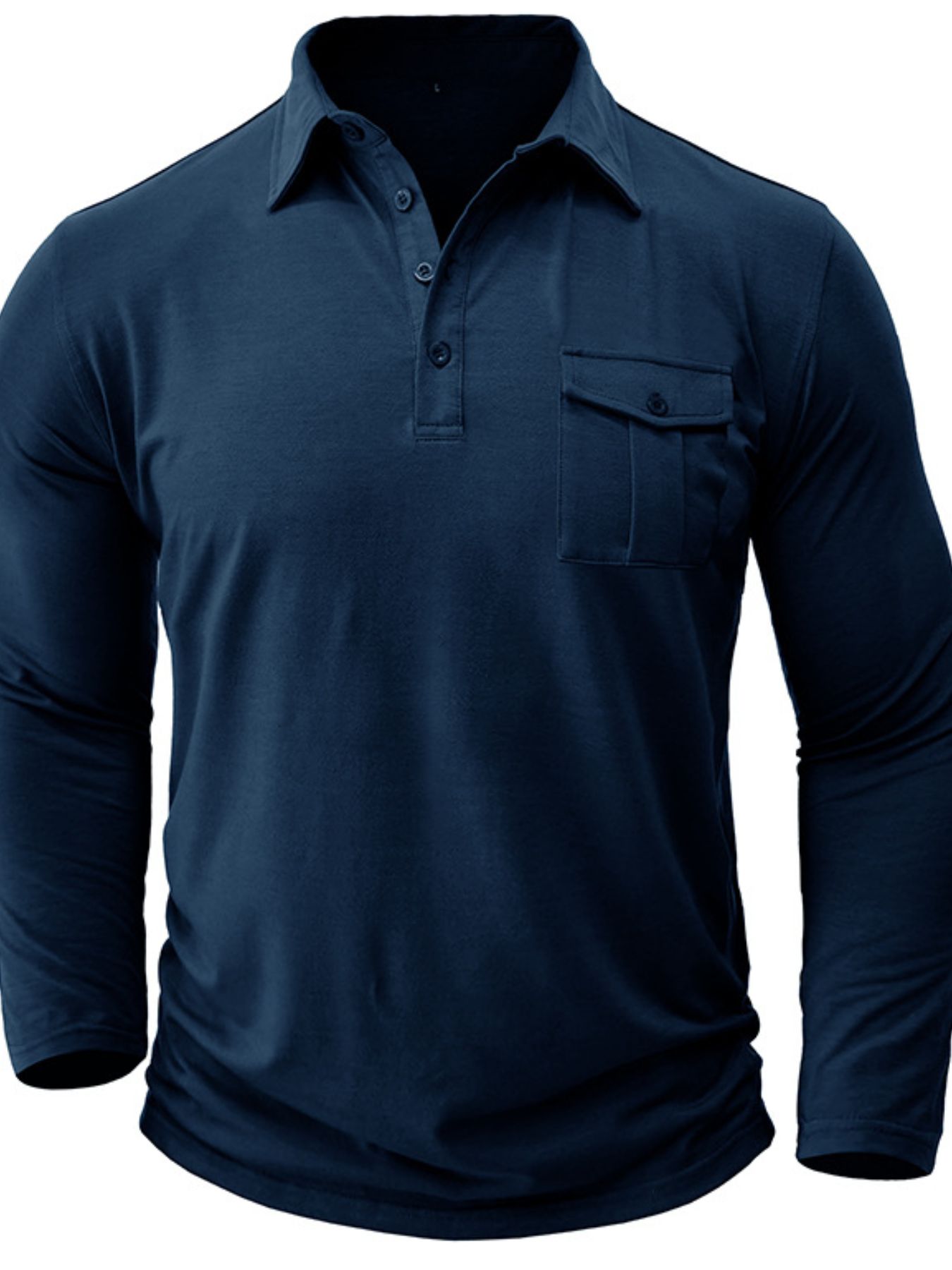 Men's Basic style Collared Neck Long Sleeve Polo