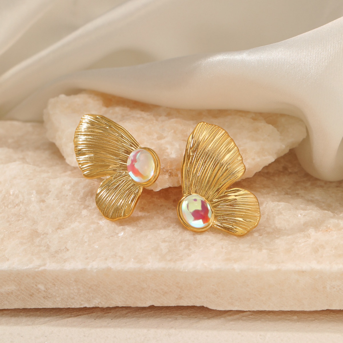 18K Gold-Plated Butterfly Wing Earrings