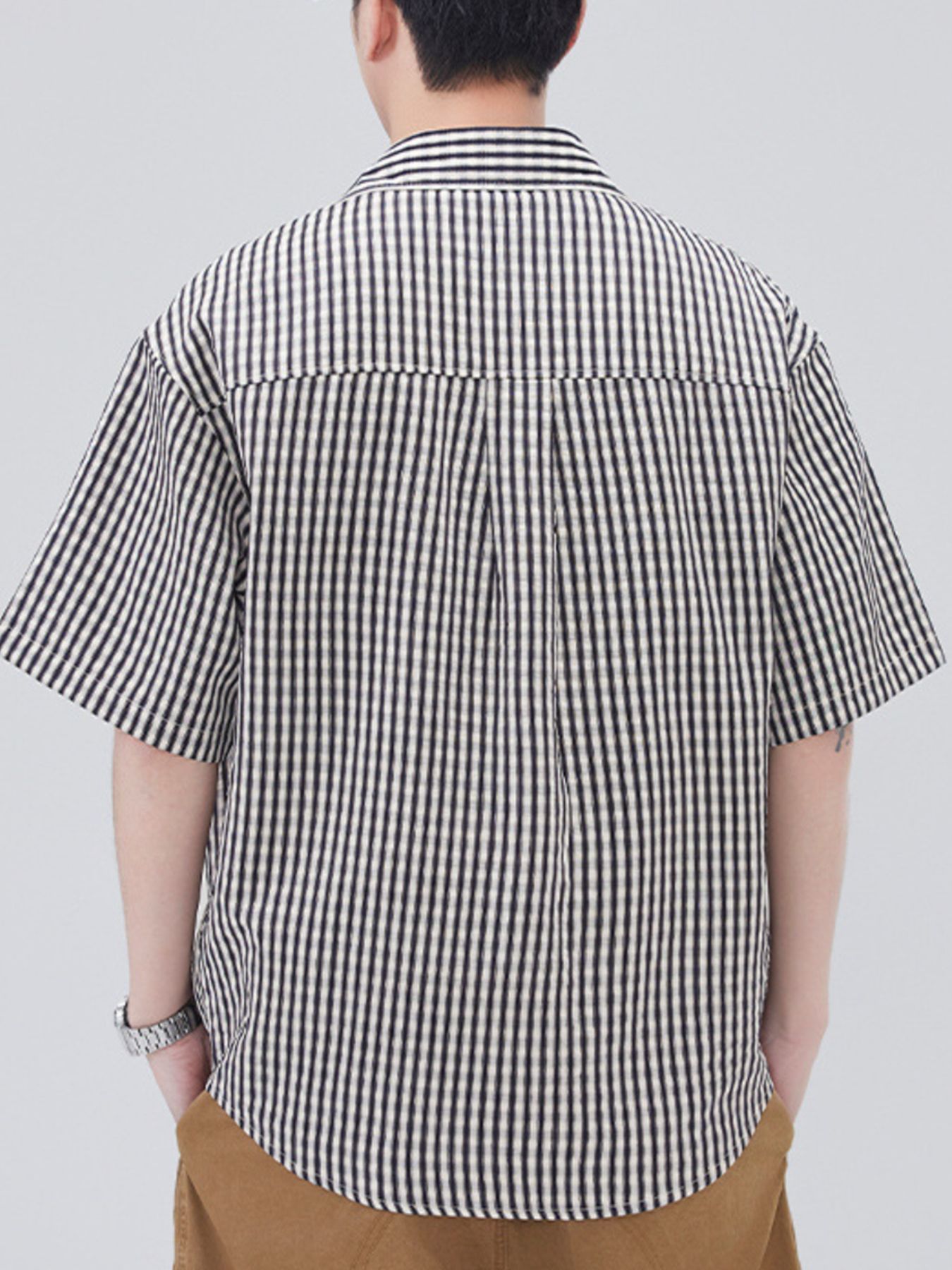 Men's Plus Size Striped Short Sleeve Shirt
