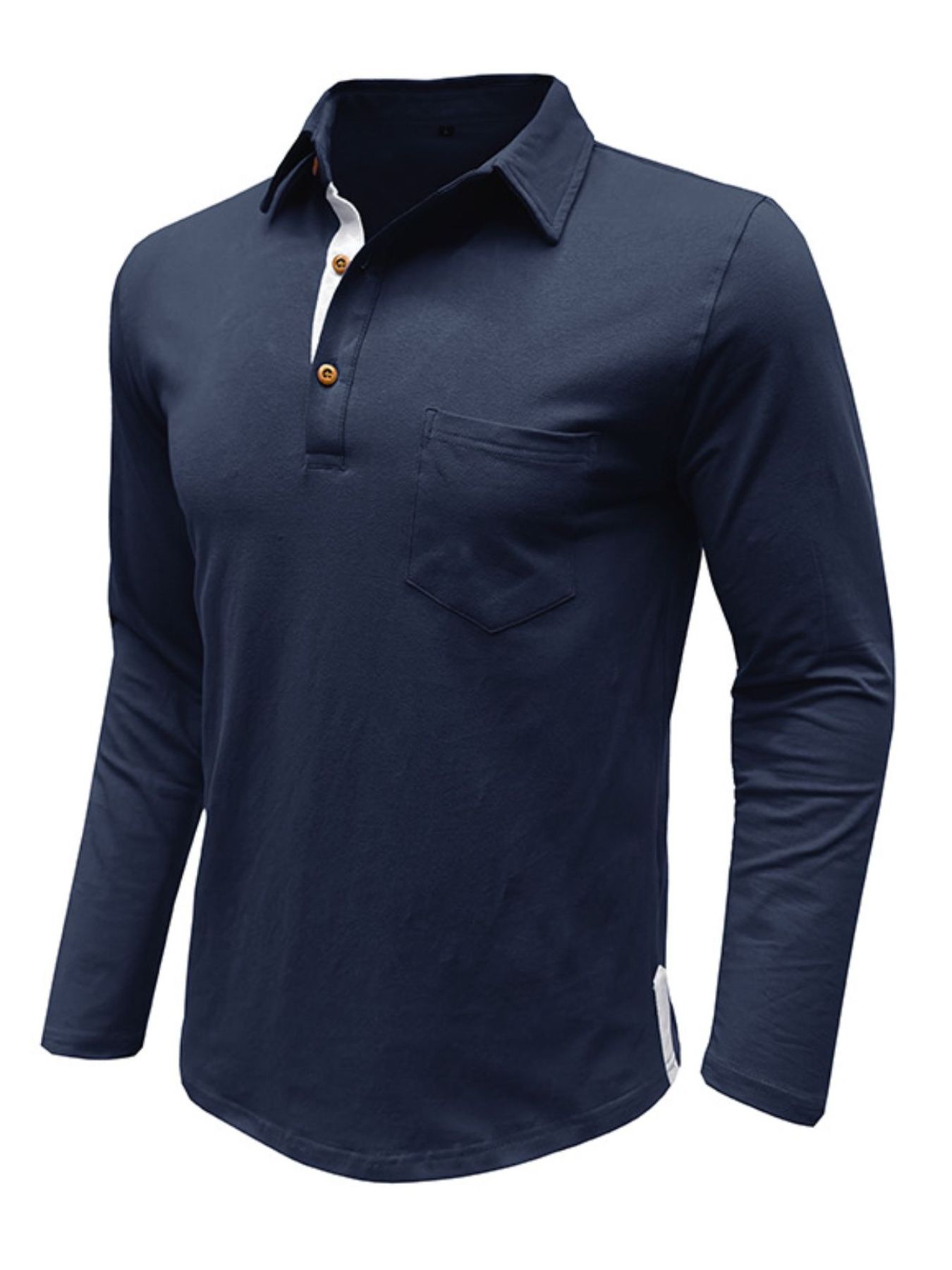 Men's Long Sleeve Polo Shirt with Chest Pocket