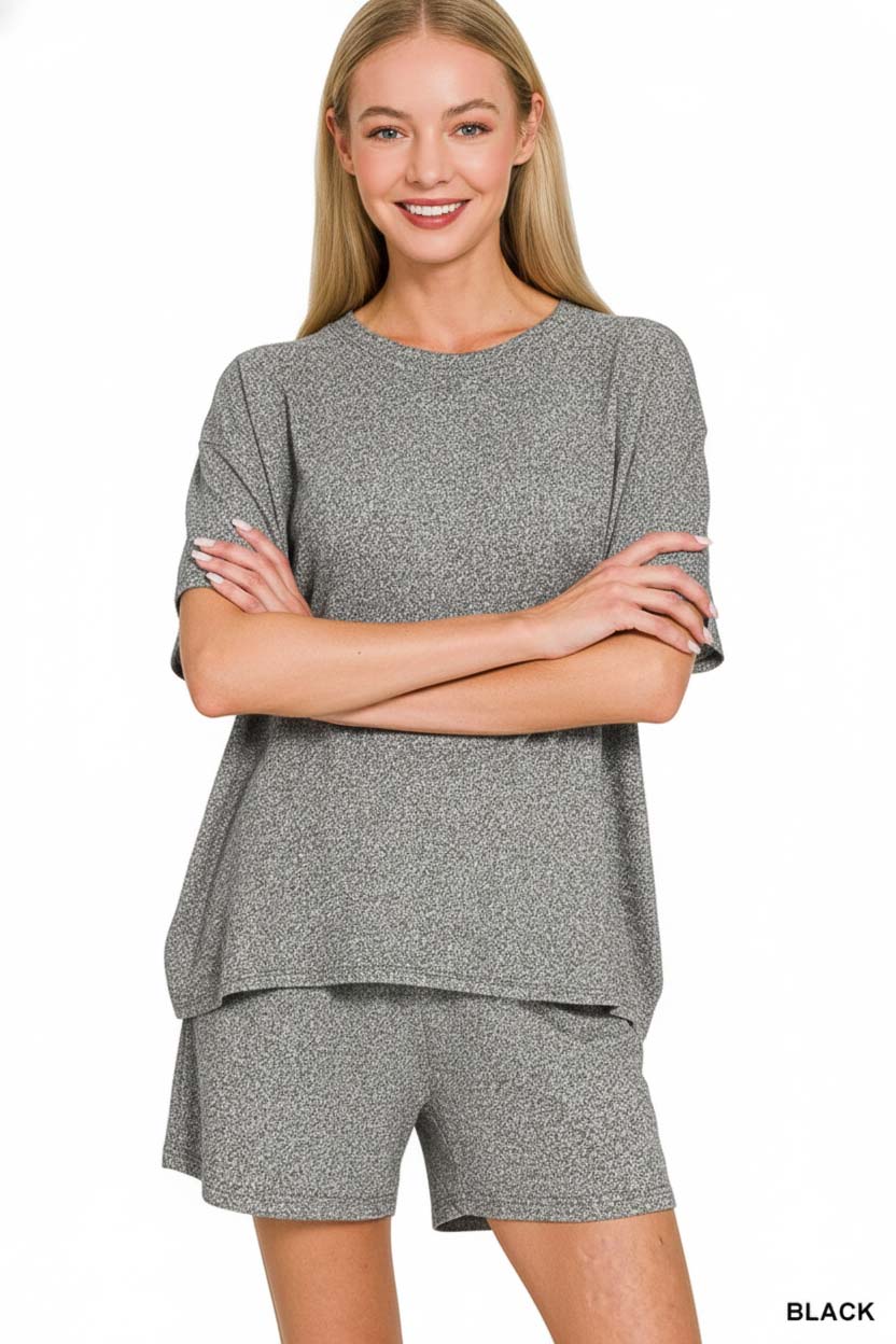 Soft Melange Short Sleeve Tee and Shorts Set