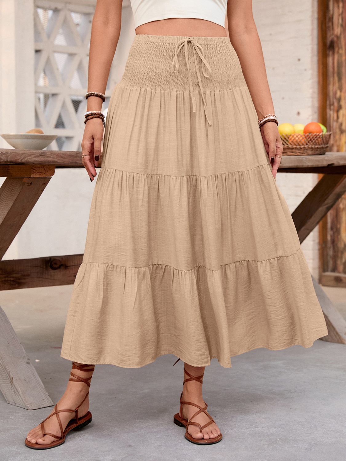 Smocked Tiered Skirt