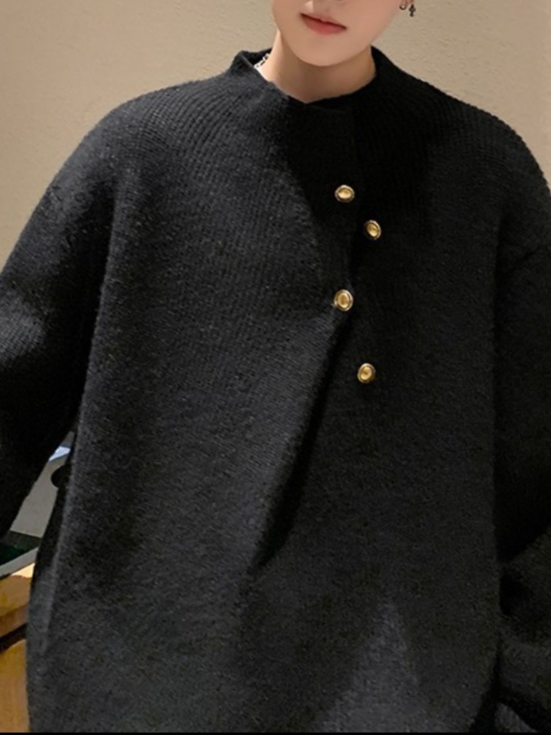 Men's Button-Accent Knitted Sweater