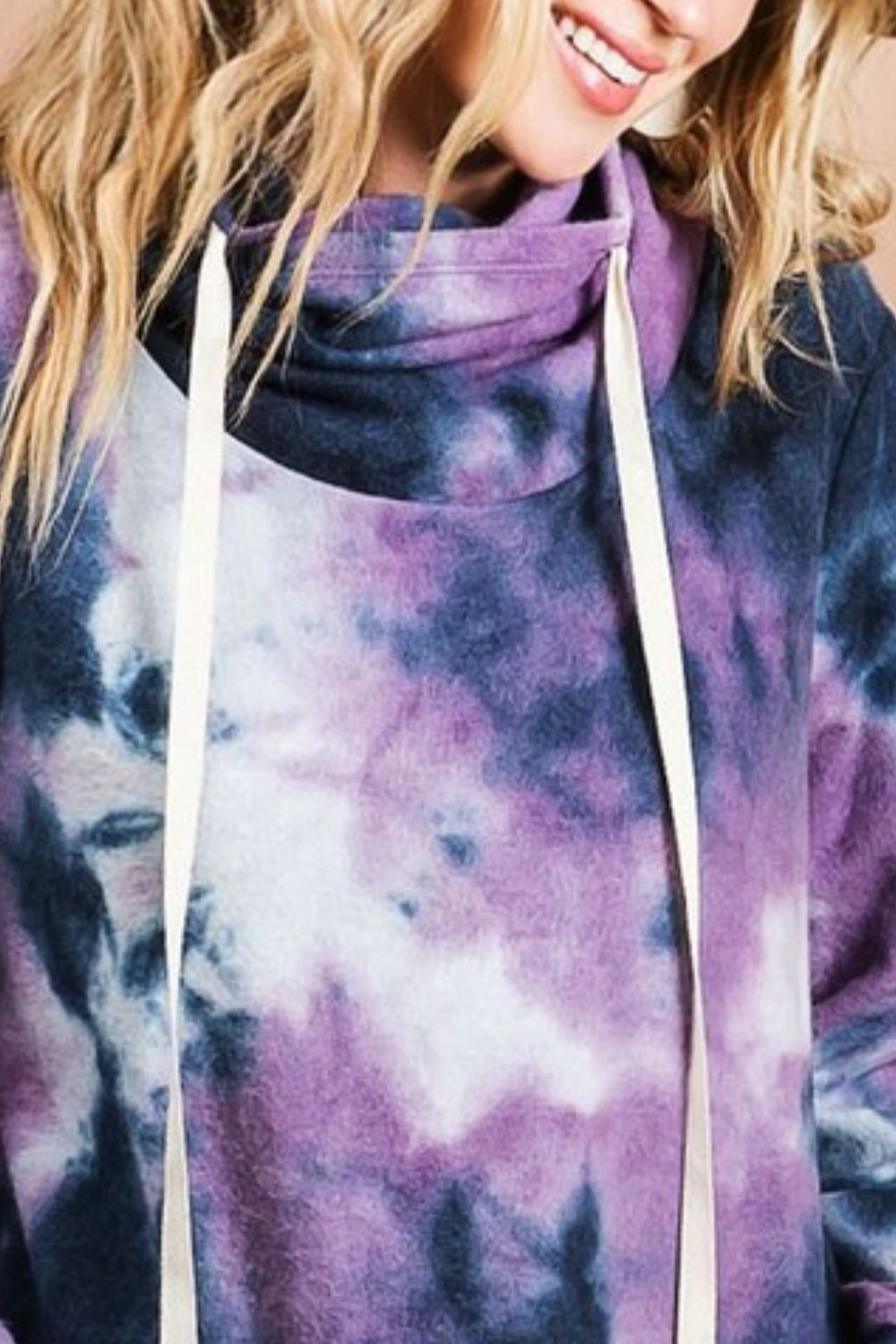 Brushed Tie Dye Overlapped Turtle Neck Sweatshirt